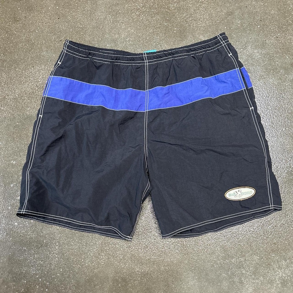 Vintage Y2K‎ Big Dogs XL Black Striped Mesh Lined Athletic Board Surfing Shorts
